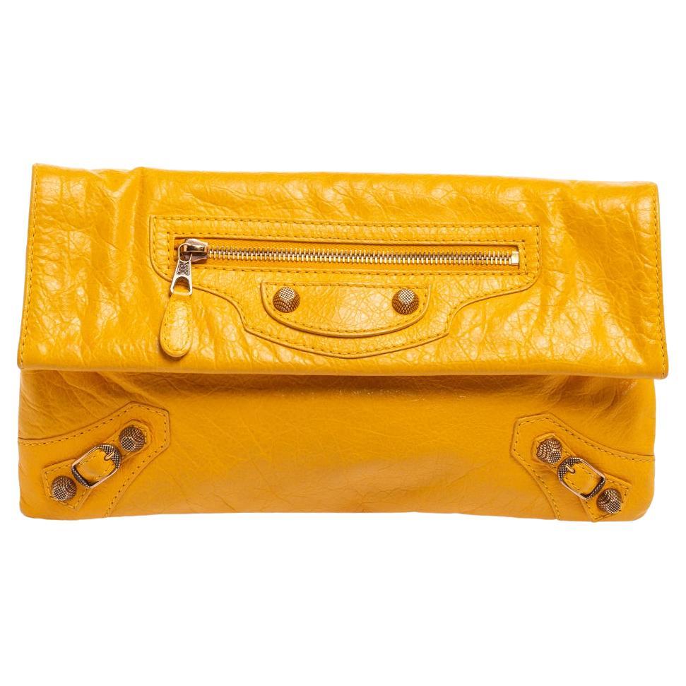 Louis Vuitton Yellow EPI Leather Neverfull Pochette Wristlet Pouch Bag 39LVL1125