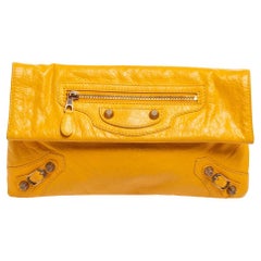 Balenciaga Gelbe Leder-Clutch mit RH-Verschluss