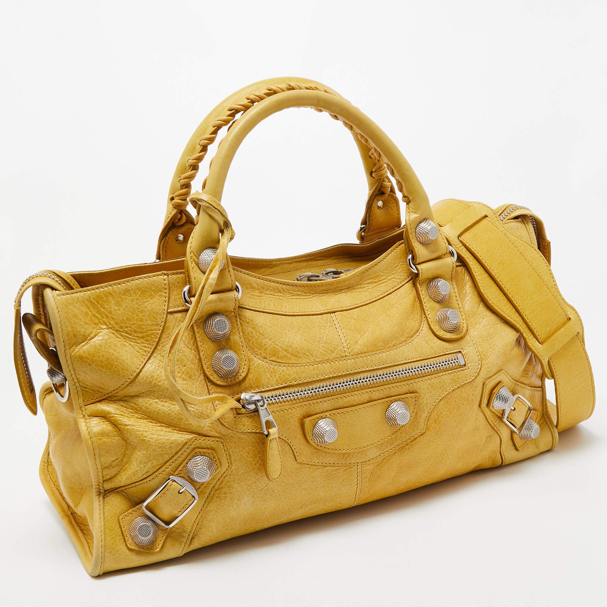 Balenciaga Yellow Leather SGH Part Time Tote In Excellent Condition In Dubai, Al Qouz 2