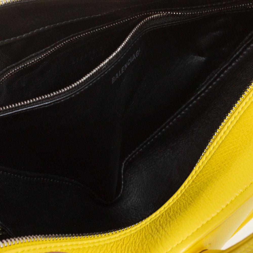 Balenciaga Yellow Leather Small Triangle Duffle Bag 8