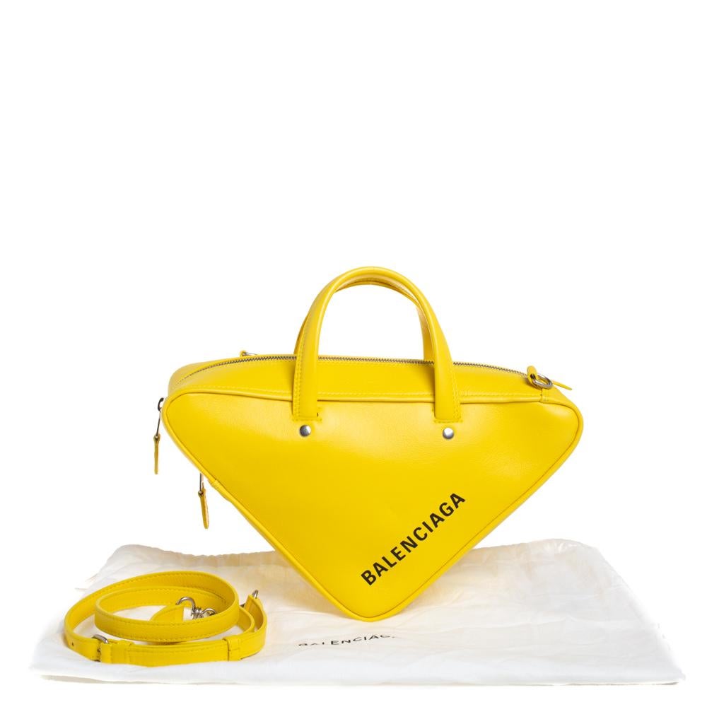 Balenciaga Yellow Leather Small Triangle Duffle Bag 9