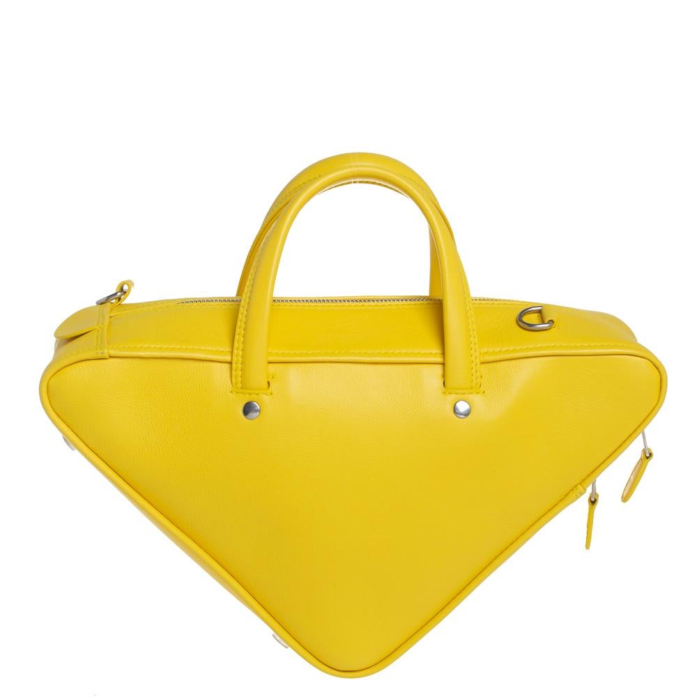 Women's Balenciaga Yellow Leather Small Triangle Duffle Bag