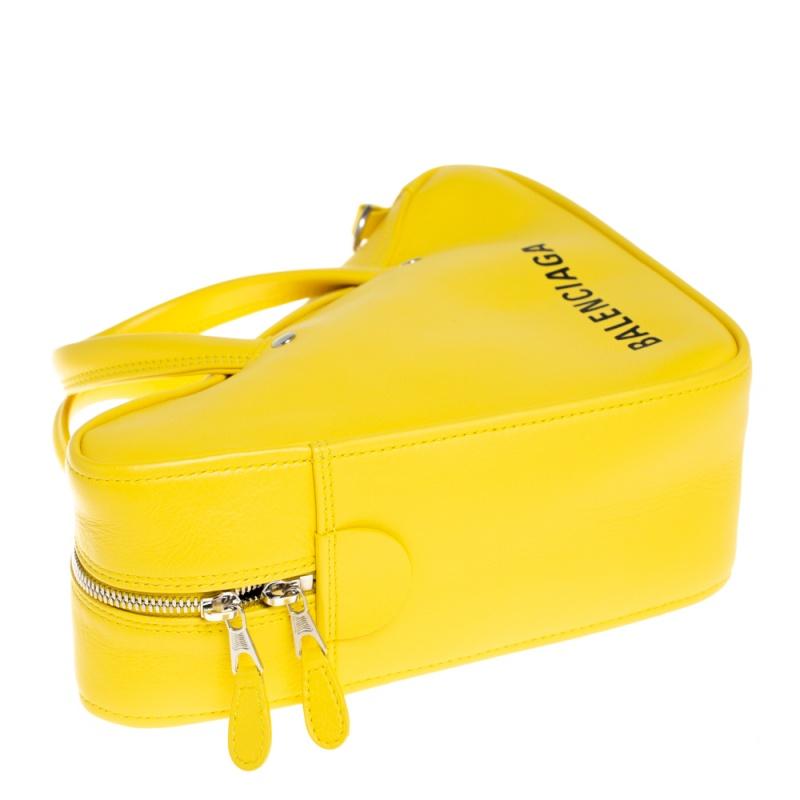 Balenciaga Yellow Leather Small Triangle Duffle Bag 1