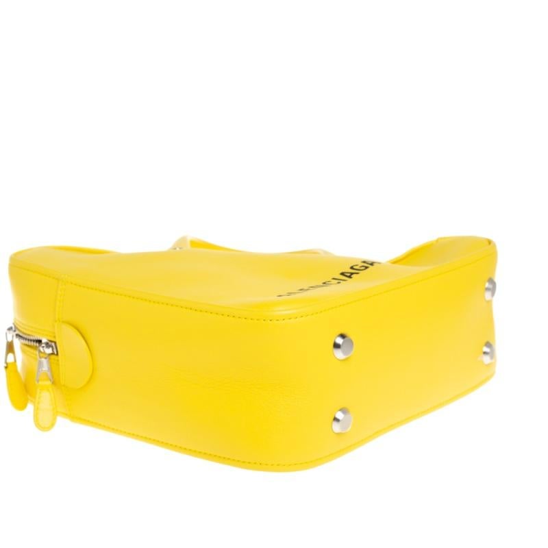 Balenciaga Yellow Leather Small Triangle Duffle Bag 3