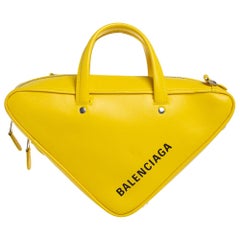 Balenciaga Yellow Leather Small Triangle Duffle Bag