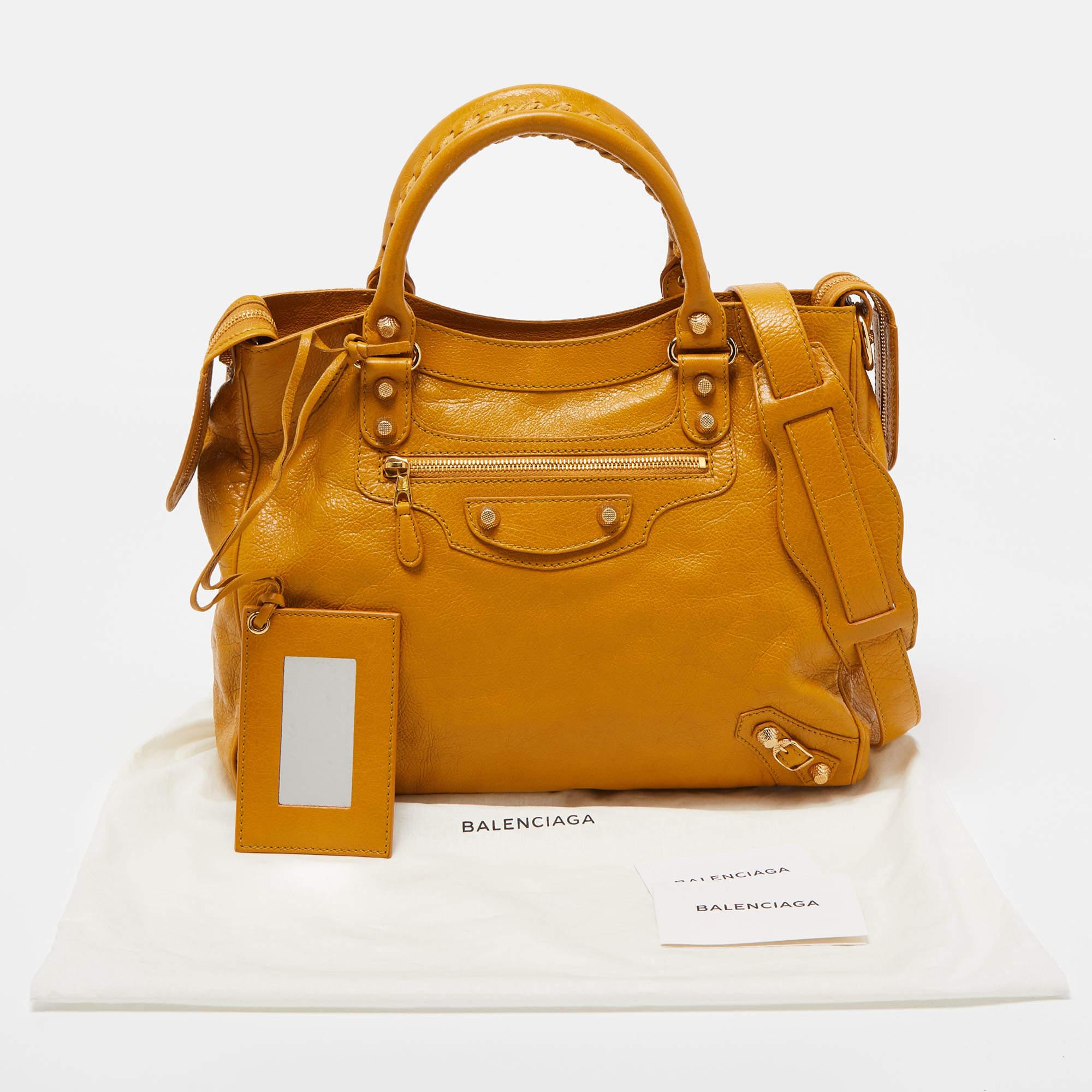 Balenciaga Yellow Leather Velo Arena Giant Tote 9