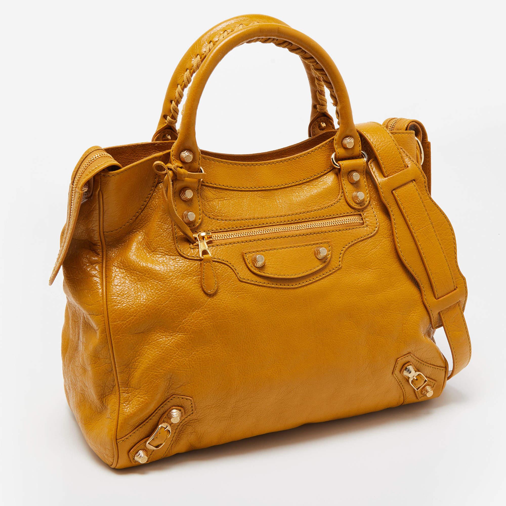 Balenciaga Yellow Leather Velo Arena Giant Tote 5