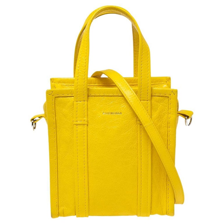 Balenciaga Yellow Leather XXS Bazaar Tote at 1stDibs