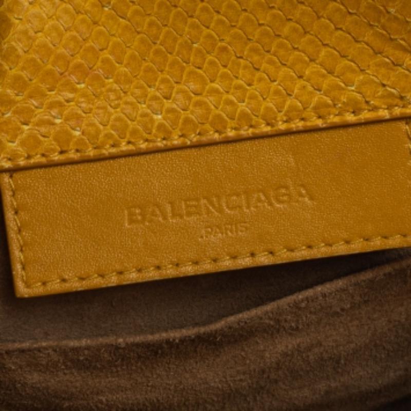 Balenciaga Yellow Python Mini Papier A4 Tote For Sale 5