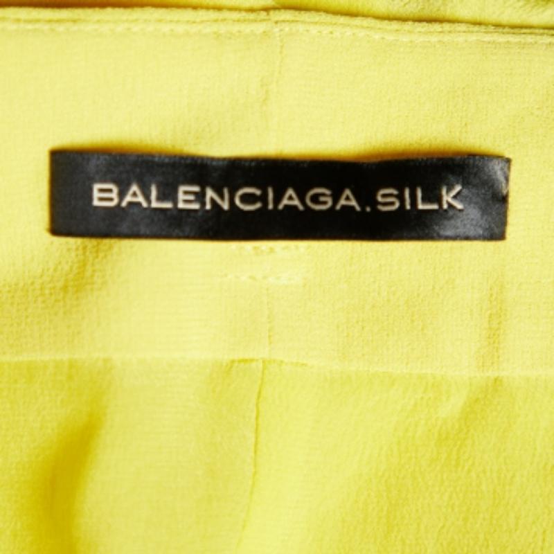 Balenciaga Mini Falda de Seda Amarilla M Amarillo en venta