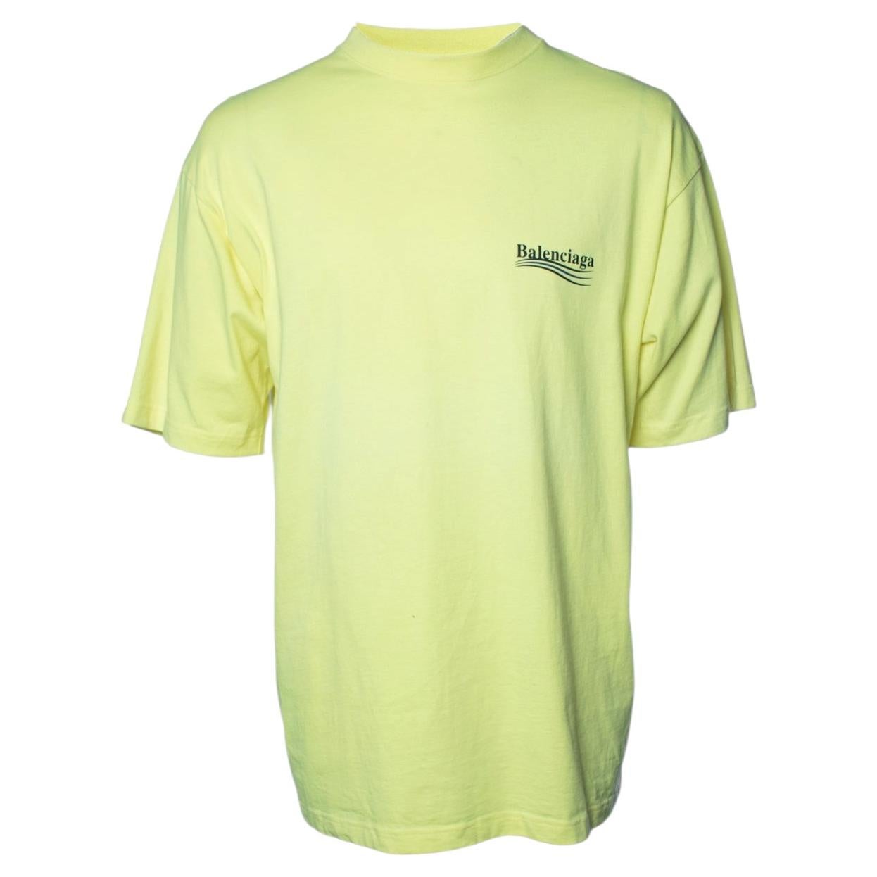 Balenciaga, tshirt gialla con logo in vendita