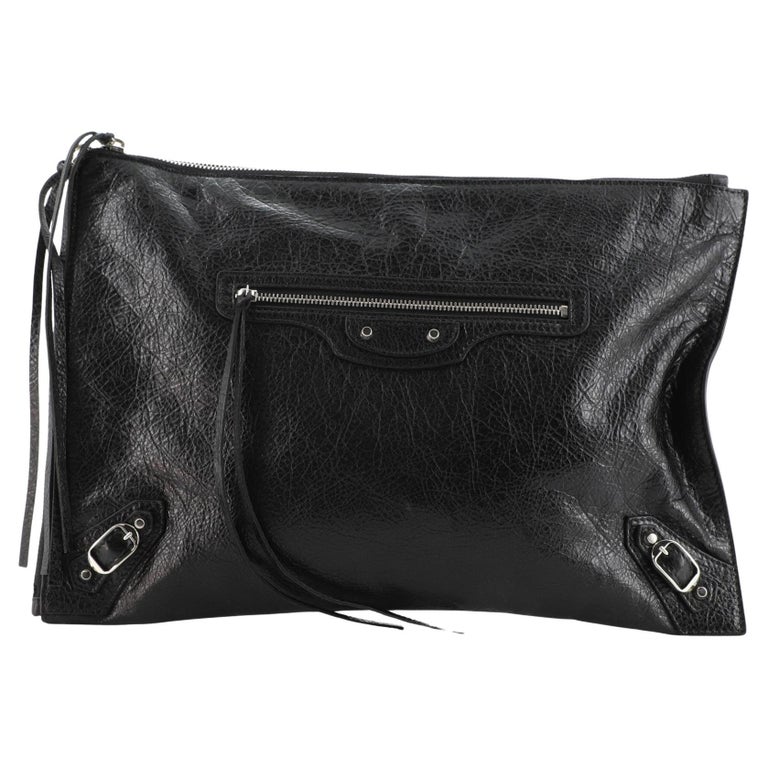 Balenciaga Zip Around Classic Studs Clutch Leather Large at 1stDibs