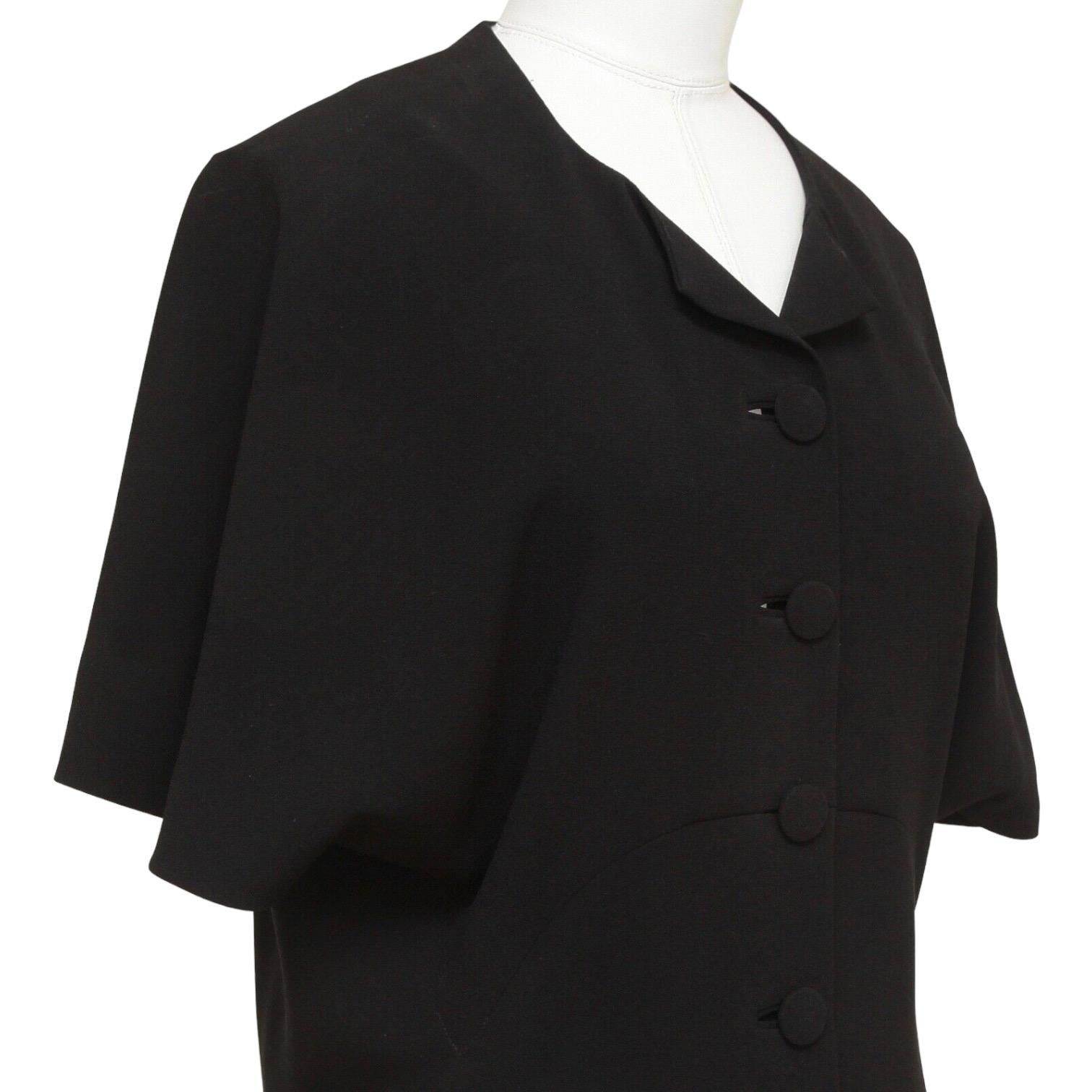 BALENCIAGA.EDITION Blouse Top Shirt BLACK Cape Sleeve Button Down Sz 36 In Good Condition In Hollywood, FL
