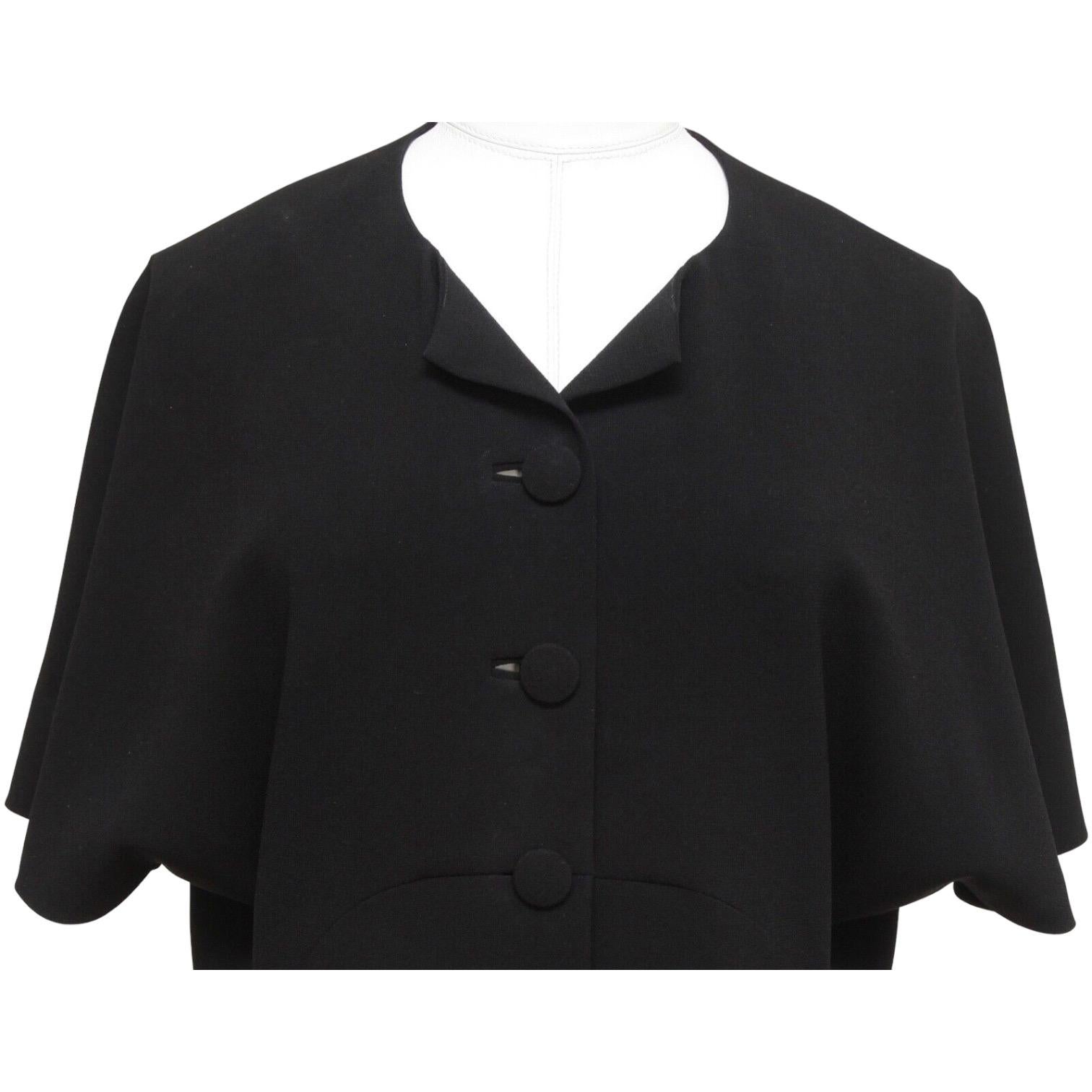 Women's BALENCIAGA.EDITION Blouse Top Shirt BLACK Cape Sleeve Button Down Sz 36