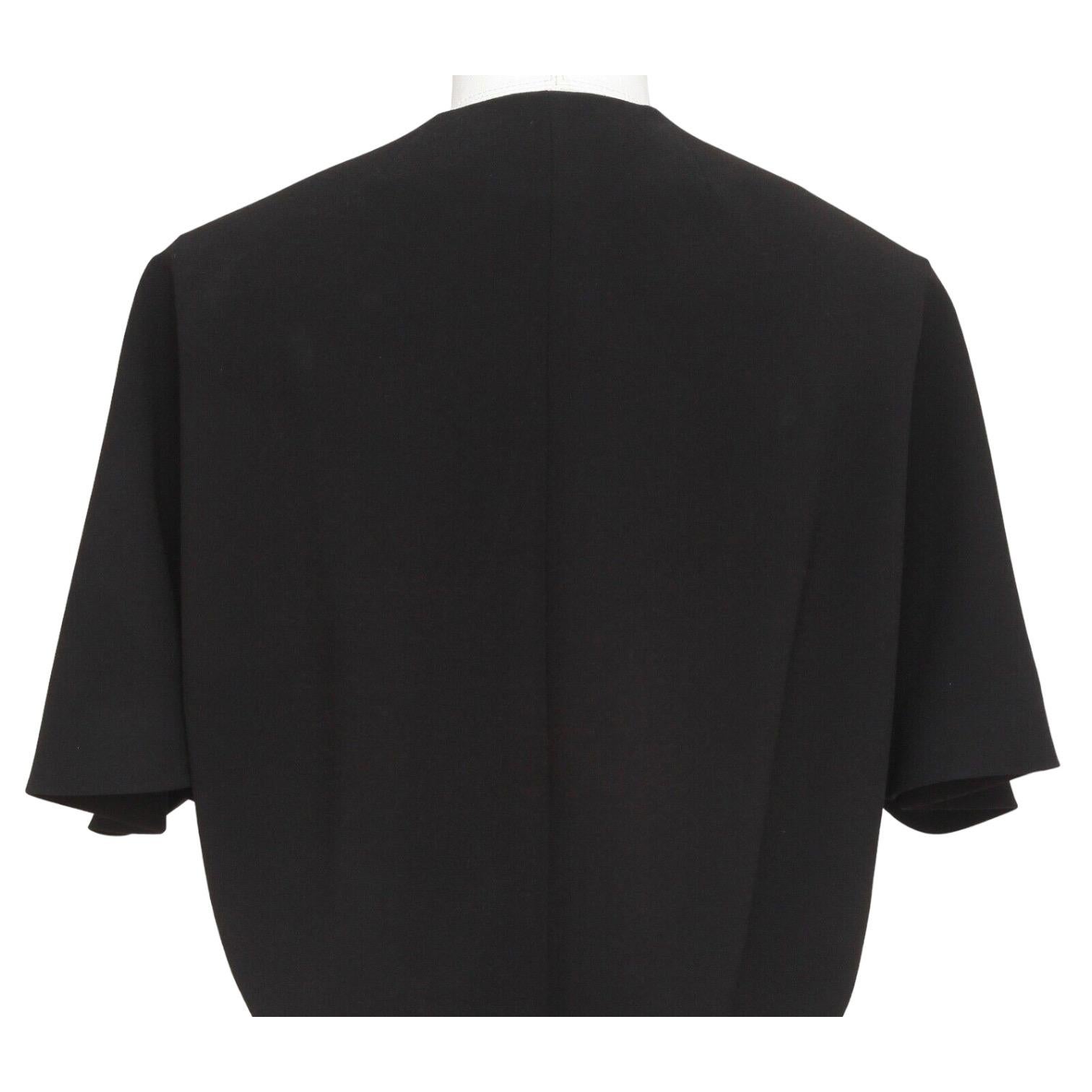 BALENCIAGA.EDITION Blouse Top Shirt BLACK Cape Sleeve Button Down Sz 36 2