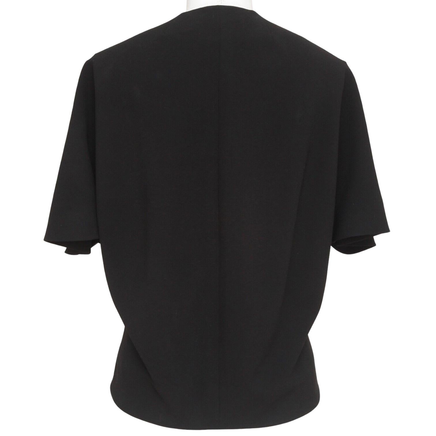 BALENCIAGA.EDITION Blouse Top Shirt BLACK Cape Sleeve Button Down Sz 36 3