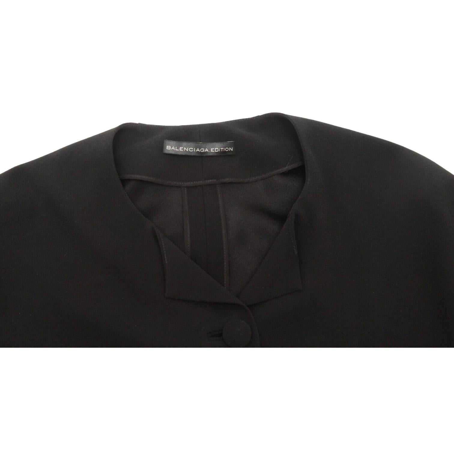 BALENCIAGA.EDITION Blouse Top Shirt BLACK Cape Sleeve Button Down Sz 36 4