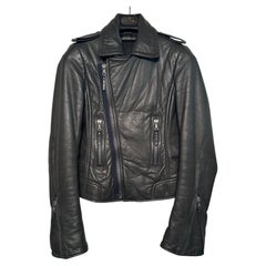 Balenciaga.Leather Graphite Moto Biker Jacket FR 38 Y2K Nicolas Ghesquière era