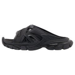 Balenicaga Black Neoprene and Leather Track Slide Sandals Size 40