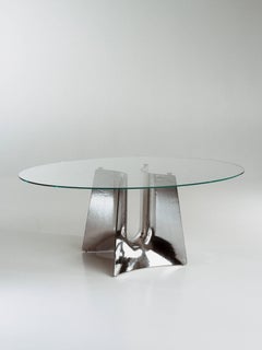 Baleri Italia Bentz High Elliptical Aluminum Table with Glass Top by Jeff Miller