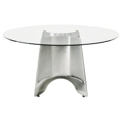 Baleri Italia, Tisch aus gebogenem, rundem Aluminium mit Glasplatte aus Bentz von Jeff Miller