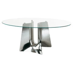 Table ronde Baleri Italia Bentz avec plateau en verre par Jeff Miller