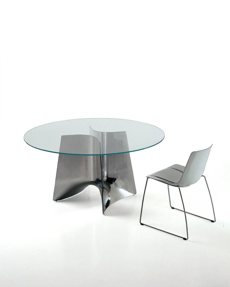 Baleri Italia Bentz High Round White Table with Glass Top by Jeff ...