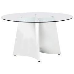 Baleri Italia Bentz High Round White Table with Glass Top by Jeff Miller