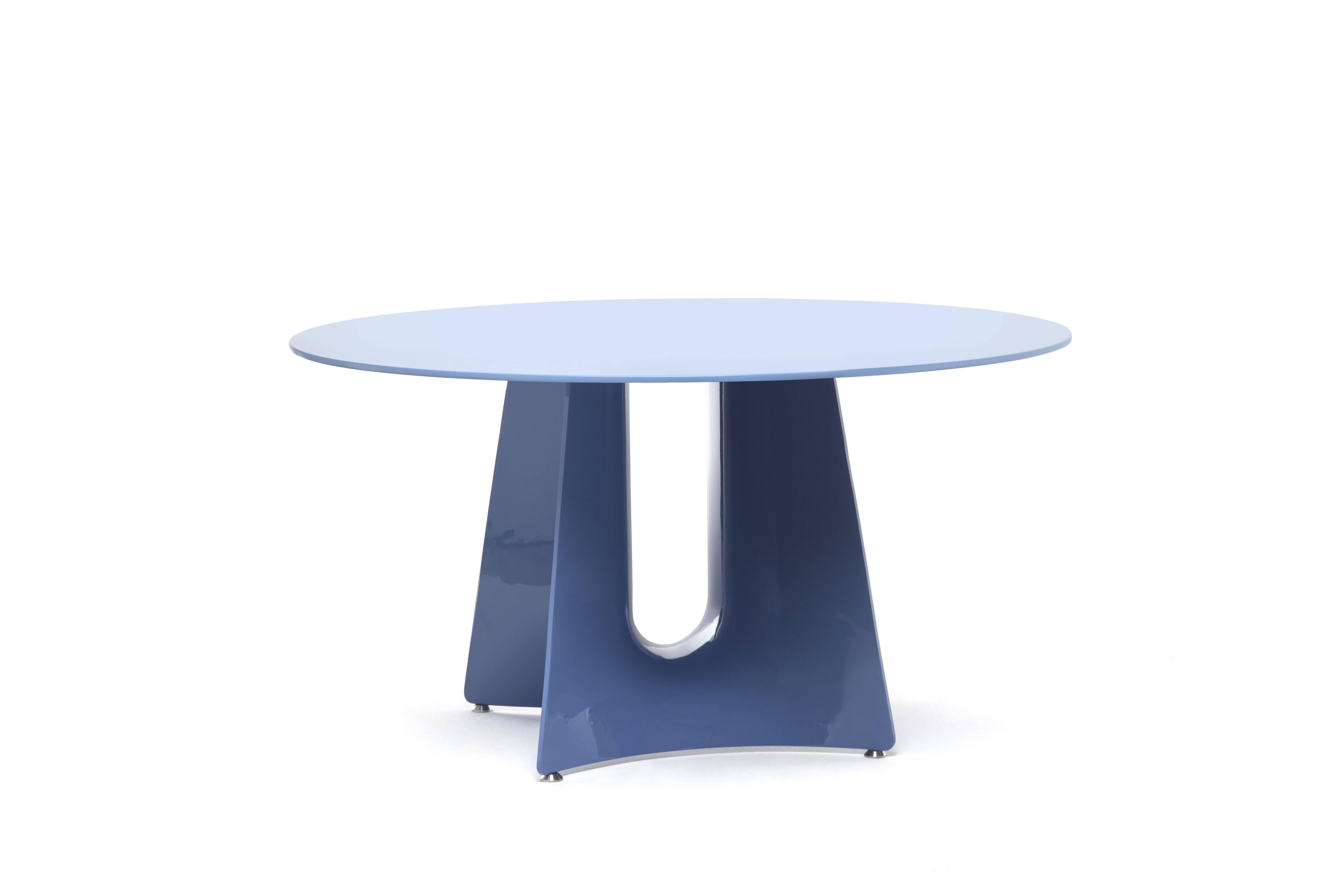 Modern Baleri Italia Bentz High Round White Table with Wood Top by Jeff Miller