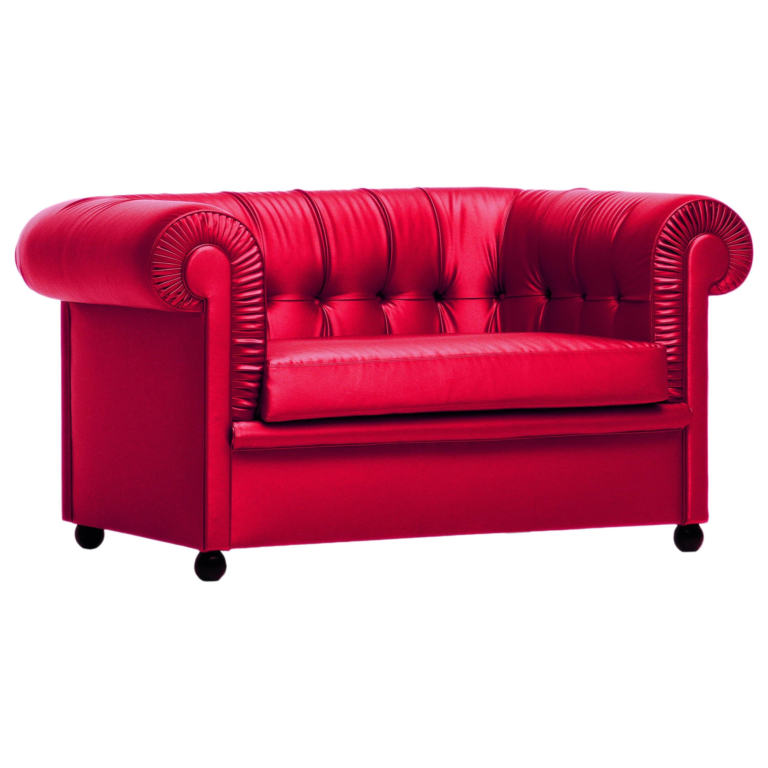 Baleri Italia Bristol Armchair in Red Leather by Enrico Baleri For Sale