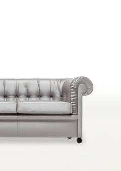 Baleri Italia Bristol Dreisitzer-Sofa mit silbernem Stoff von Enrico Baleri