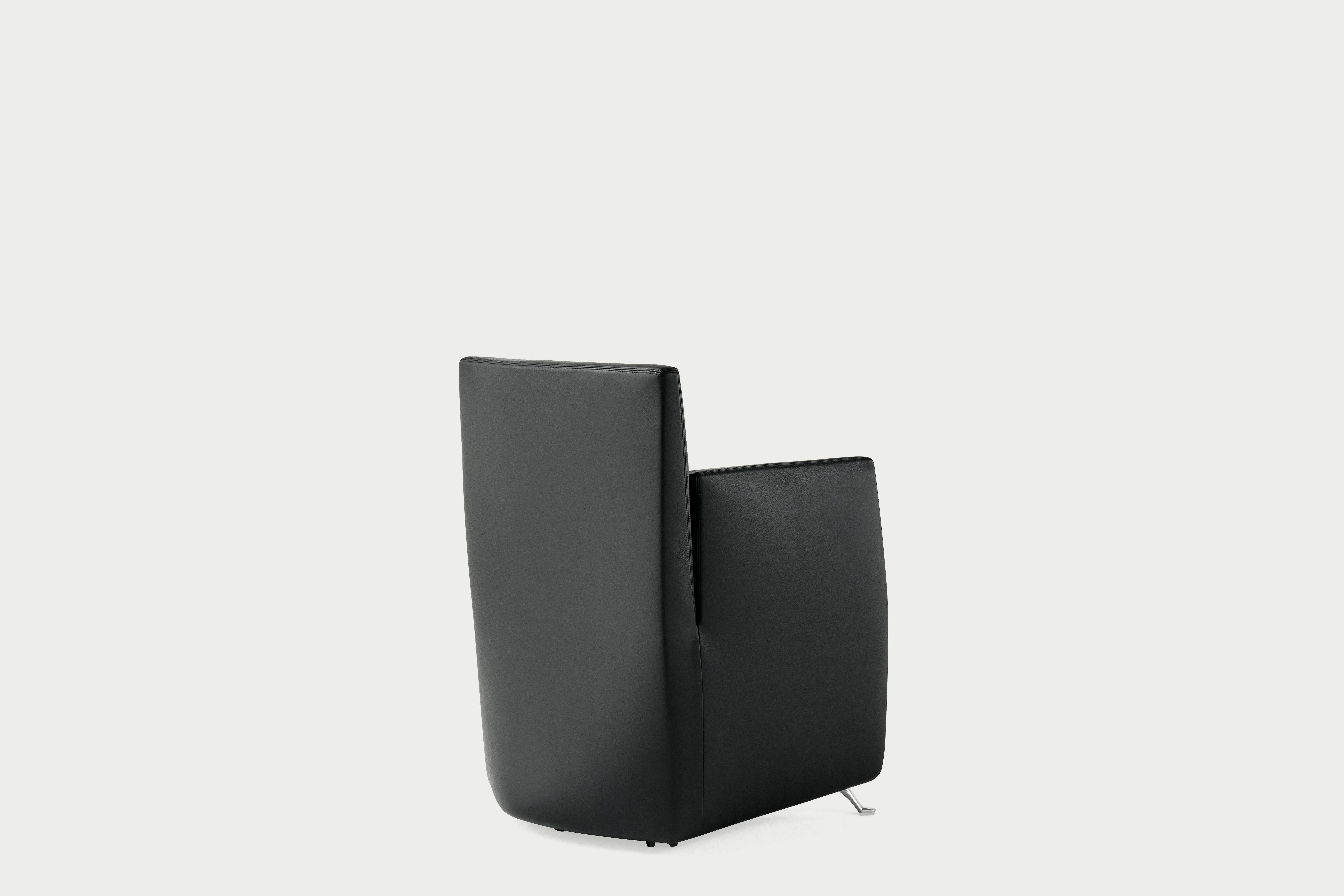 Acciaio Baleri Italia Caprichair Armchair in leather by Hannes Wettstein in vendita