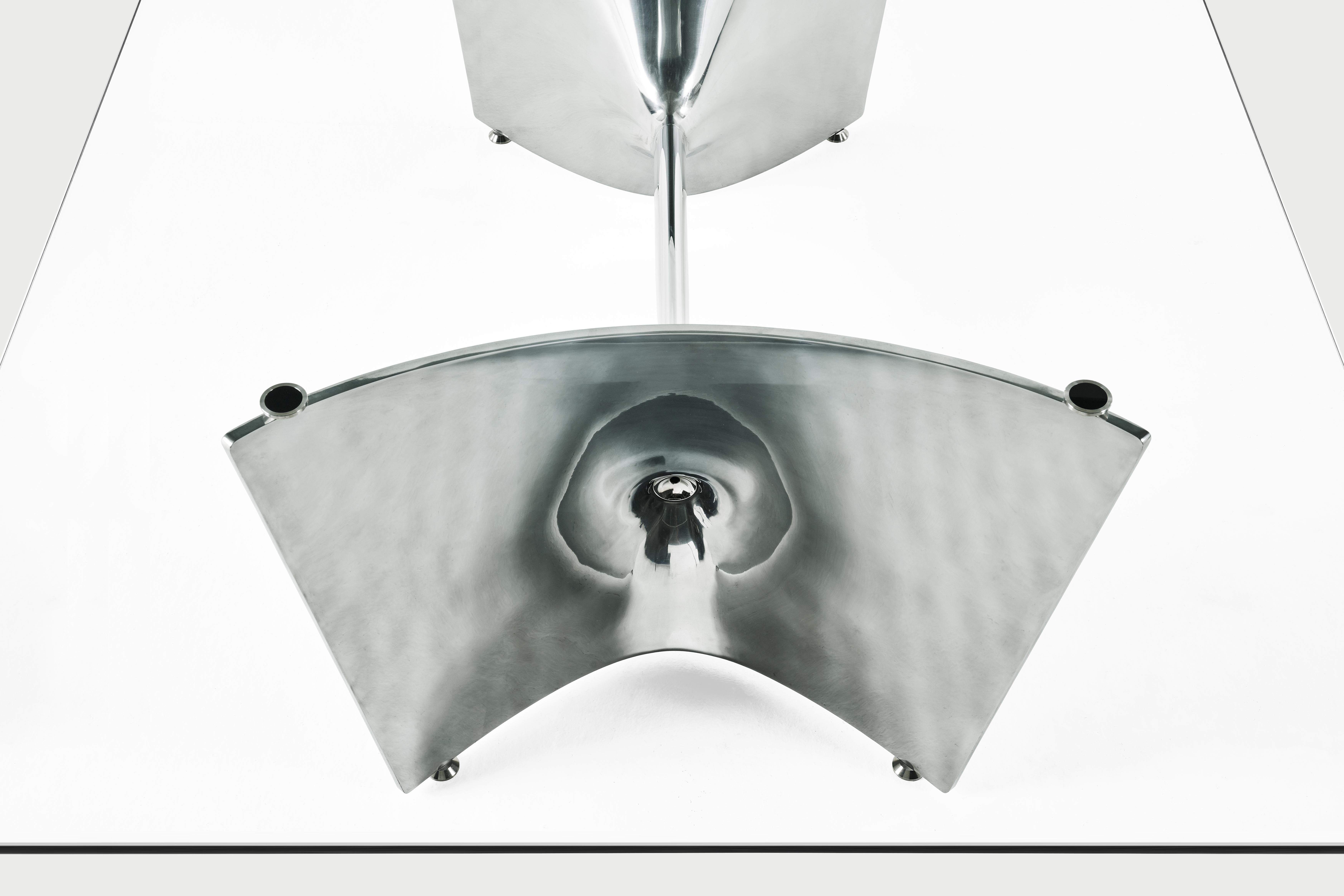 Baleri Italia Fratino, hoher, rechteckiger, rechteckiger Aluminiumtisch mit Glas von Jeff Miller im Angebot 7