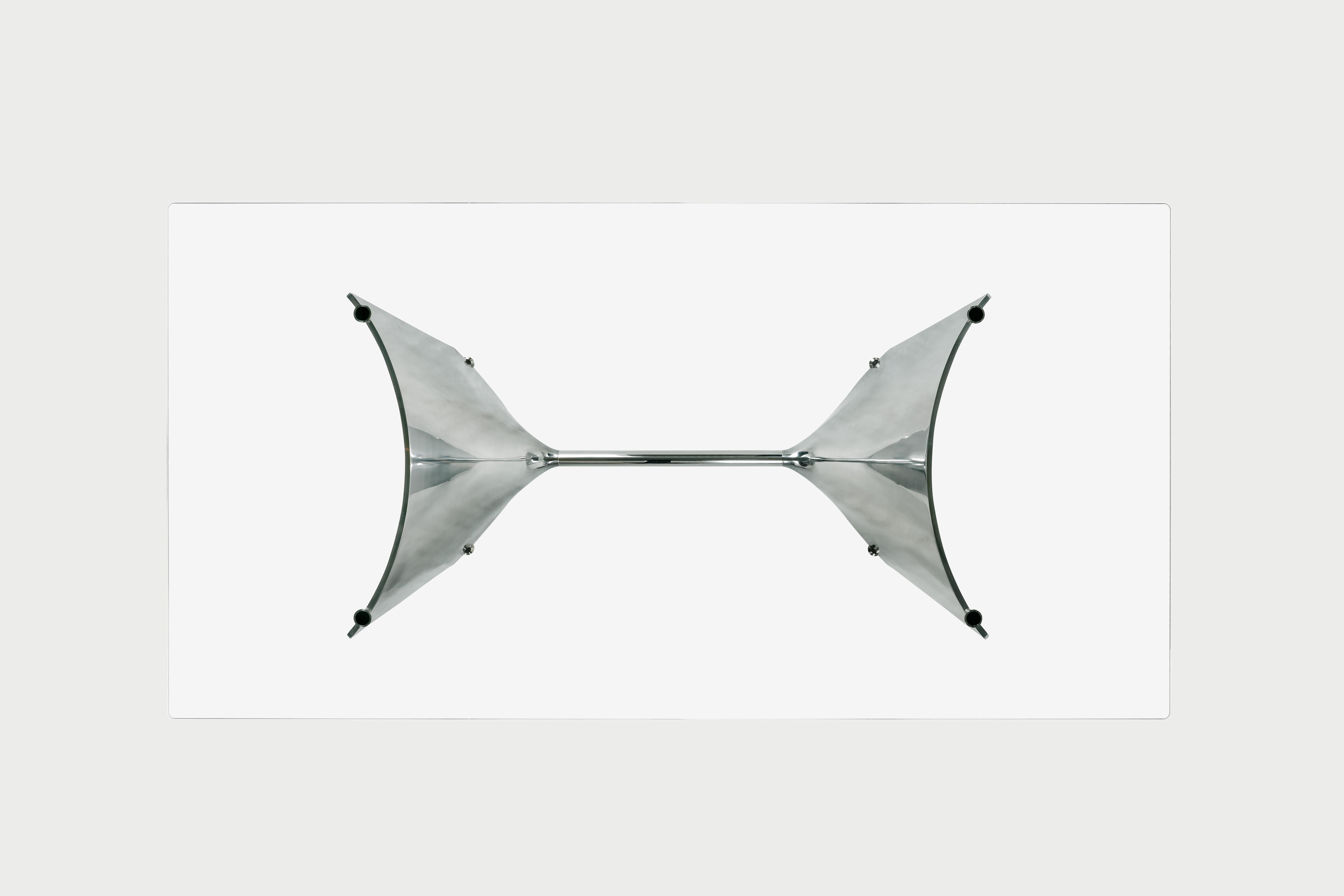 Baleri Italia Fratino, hoher, rechteckiger, rechteckiger Aluminiumtisch mit Glas von Jeff Miller im Angebot 8