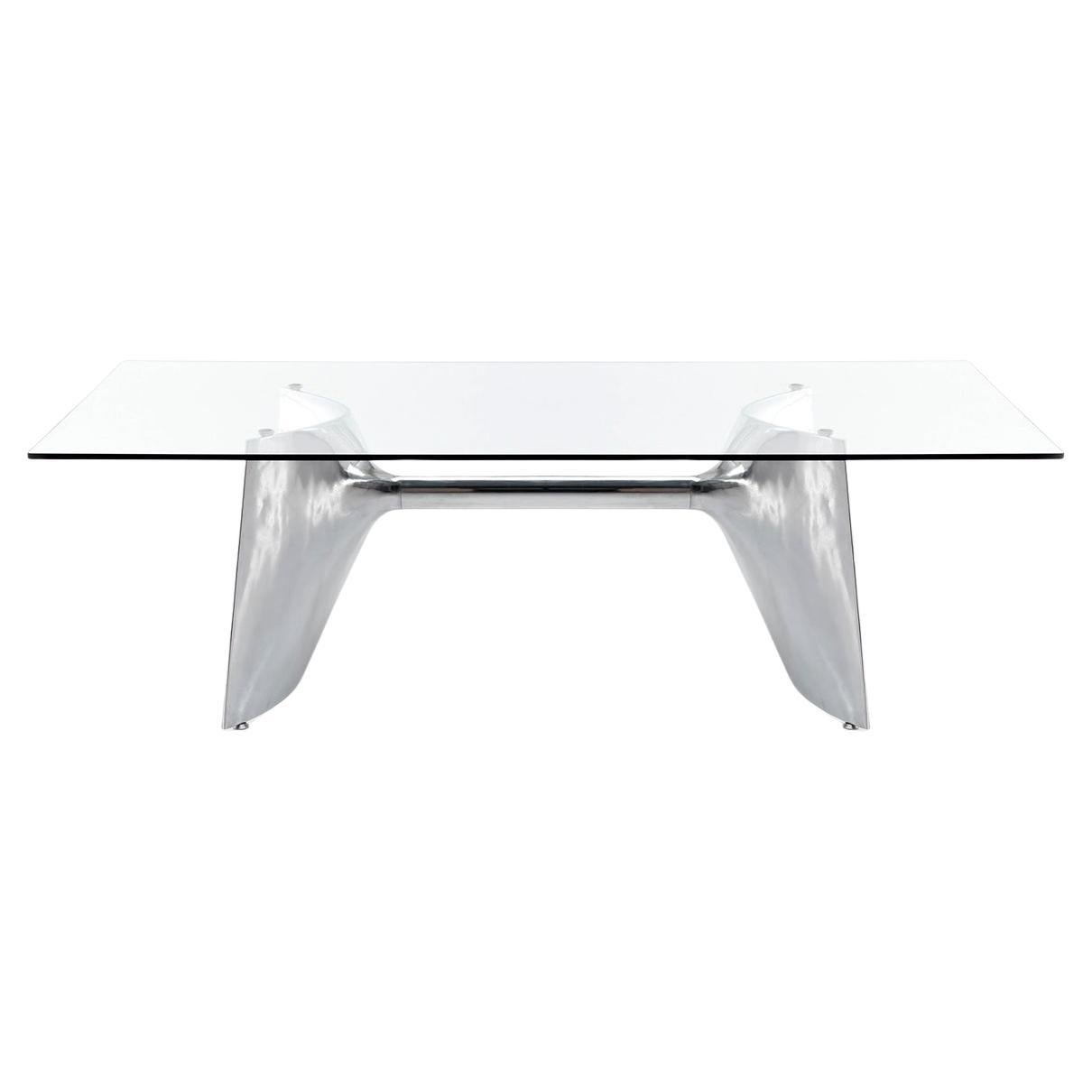 Baleri Italia Fratino Table by Jeff Miller, Tempered Glass and Aluminum