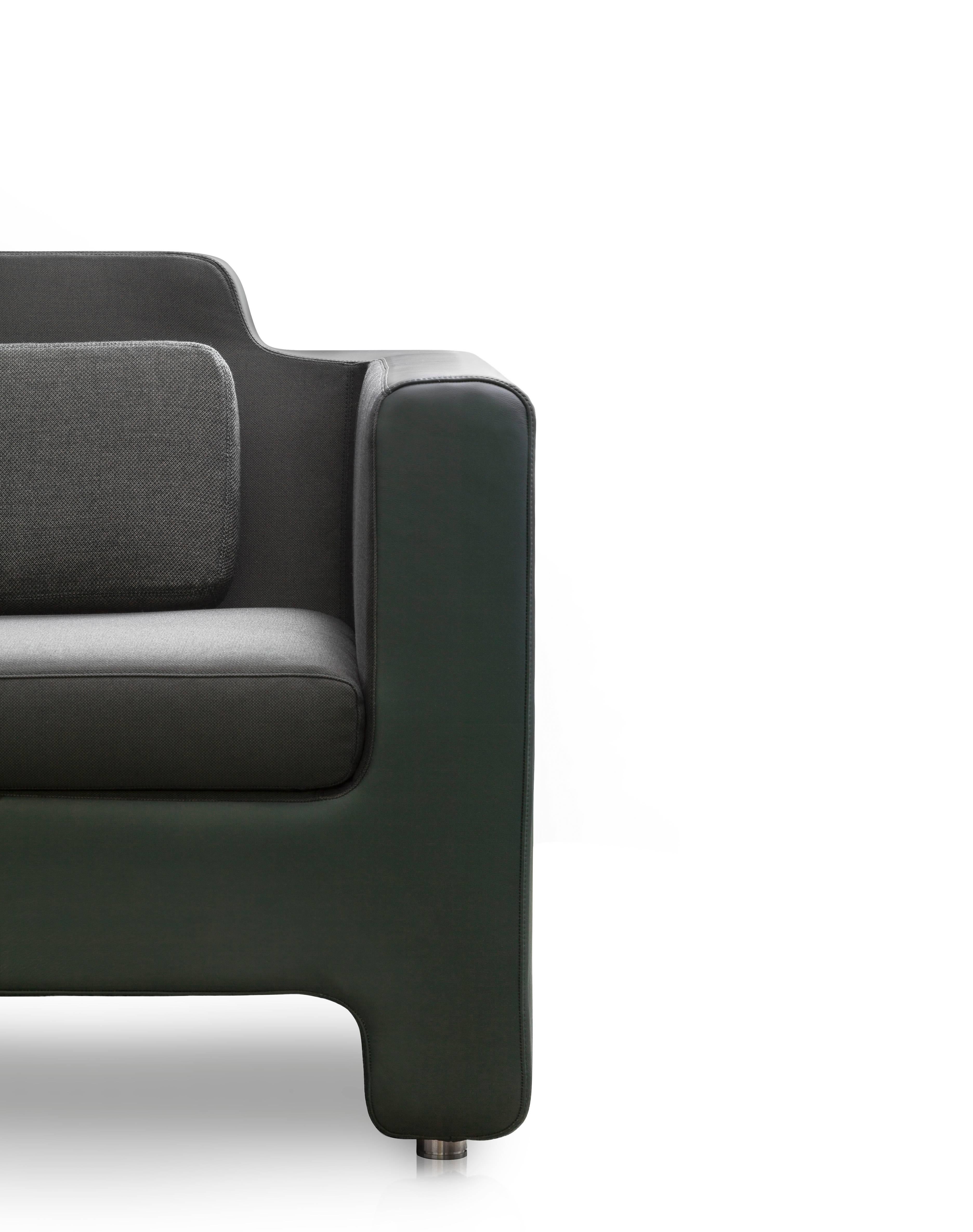 Contemporary Baleri Italia Horizon Sofa in Black Leather by Arik Levy