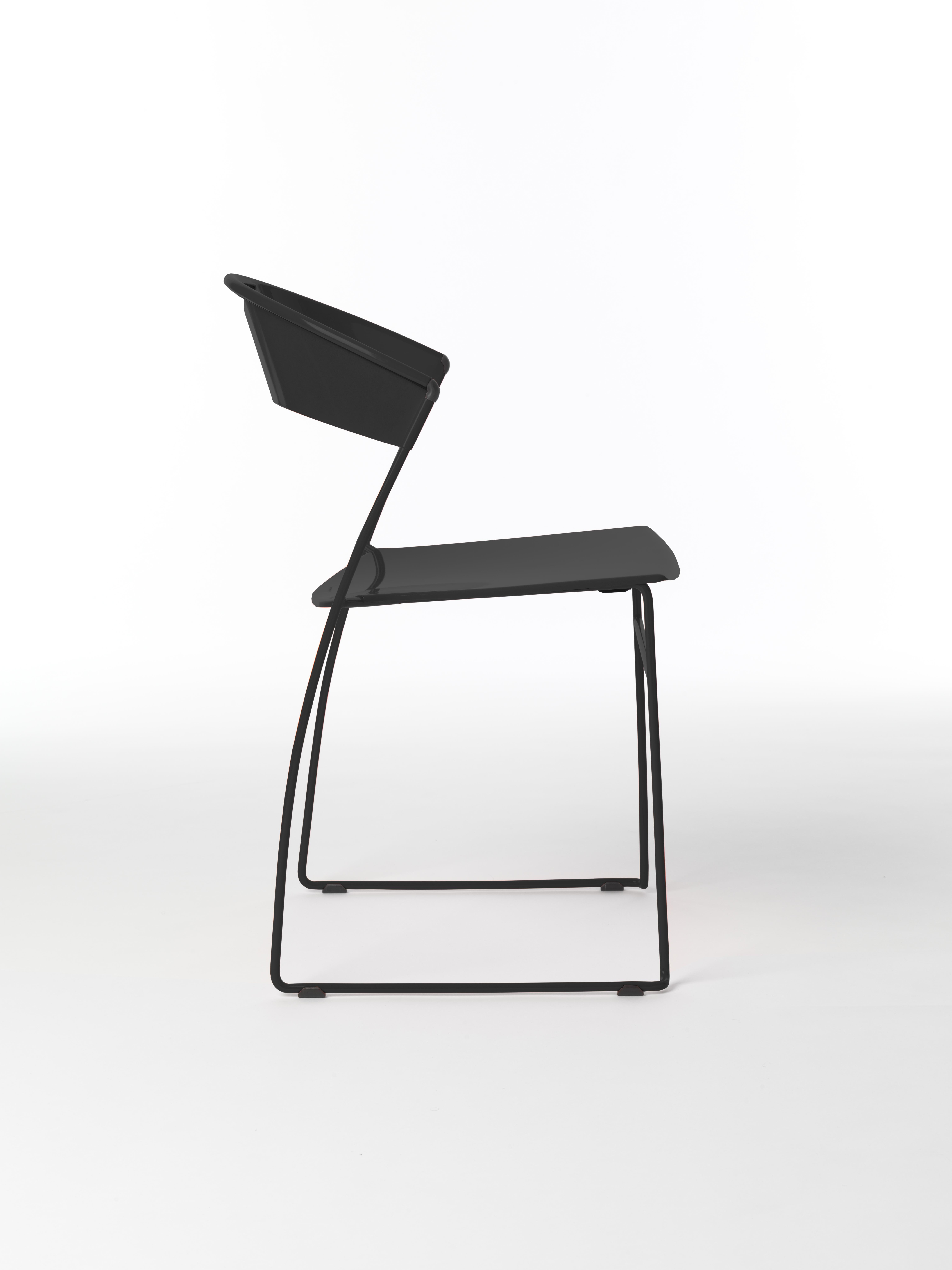  Baleri Italia Juliette Stackable Chair in Black Steel by Hannes Wettstein For Sale 4