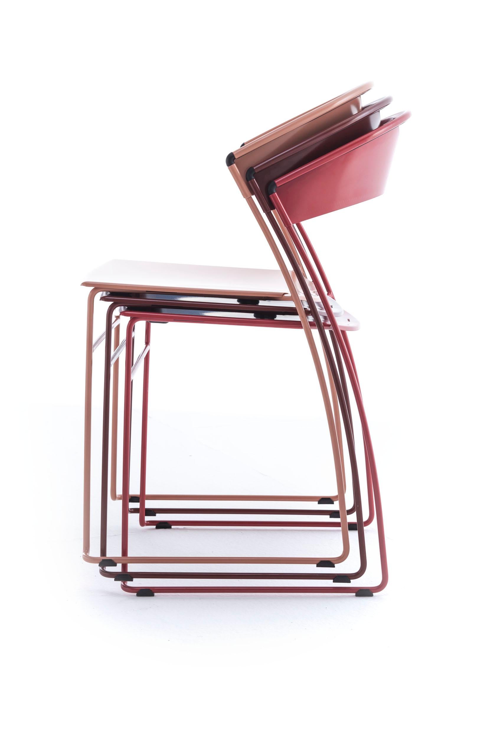  Baleri Italia Juliette Stackable Chair in Black Steel by Hannes Wettstein For Sale 5