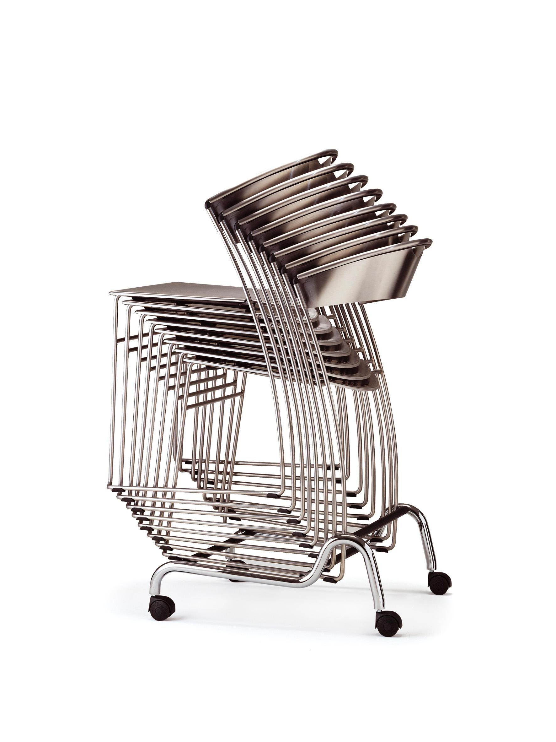  Baleri Italia Juliette Stackable Chair in Black Steel by Hannes Wettstein For Sale 6