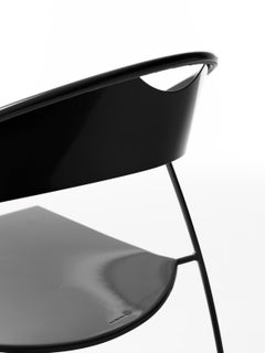 Baleri Italia Juliette Stapelbarer Stuhl aus schwarzem Stahl von Hannes Wettstein