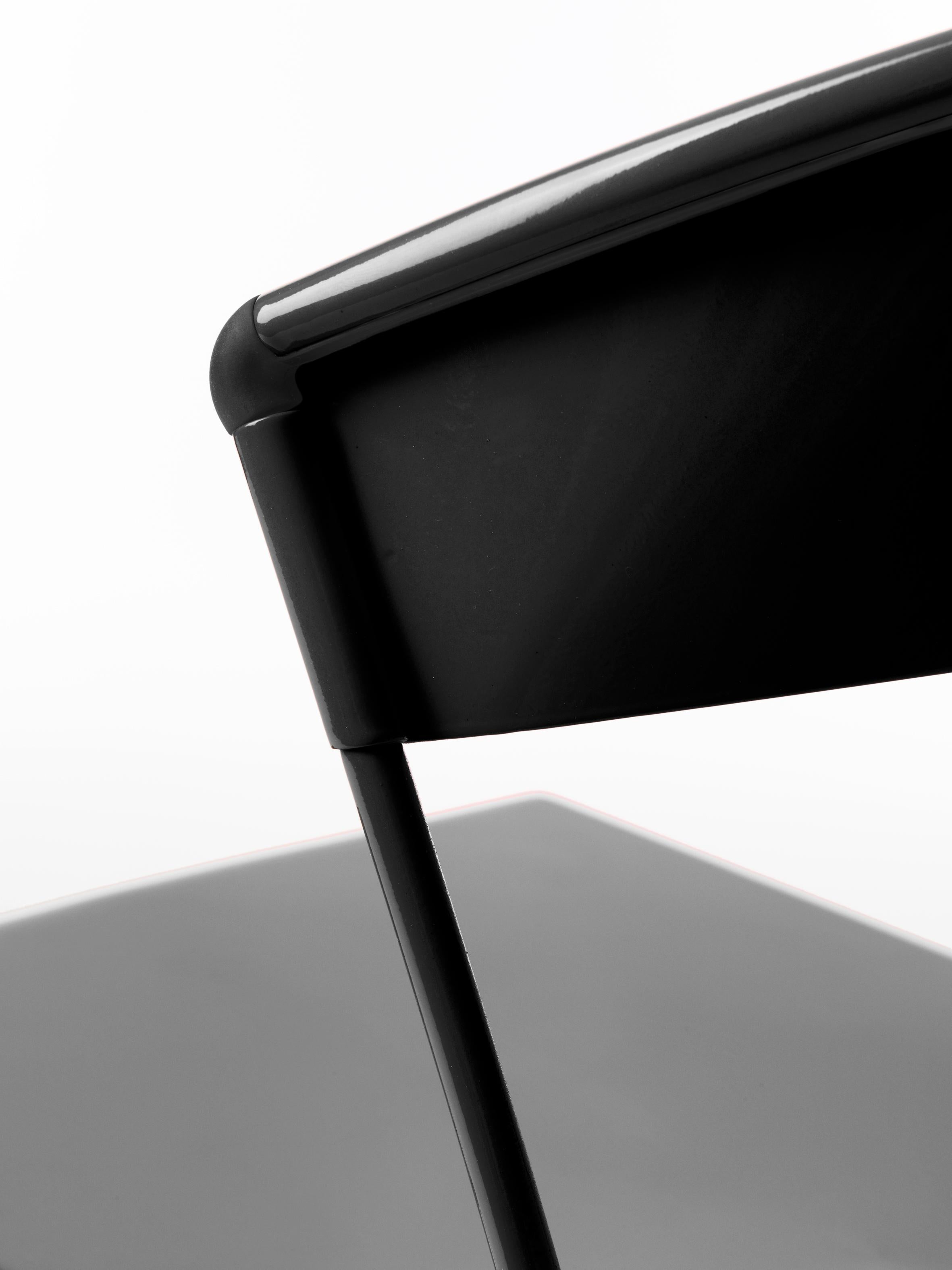 Modern Baleri Italia Juliette Stackable Chair in Black Steel by Hannes Wettstein