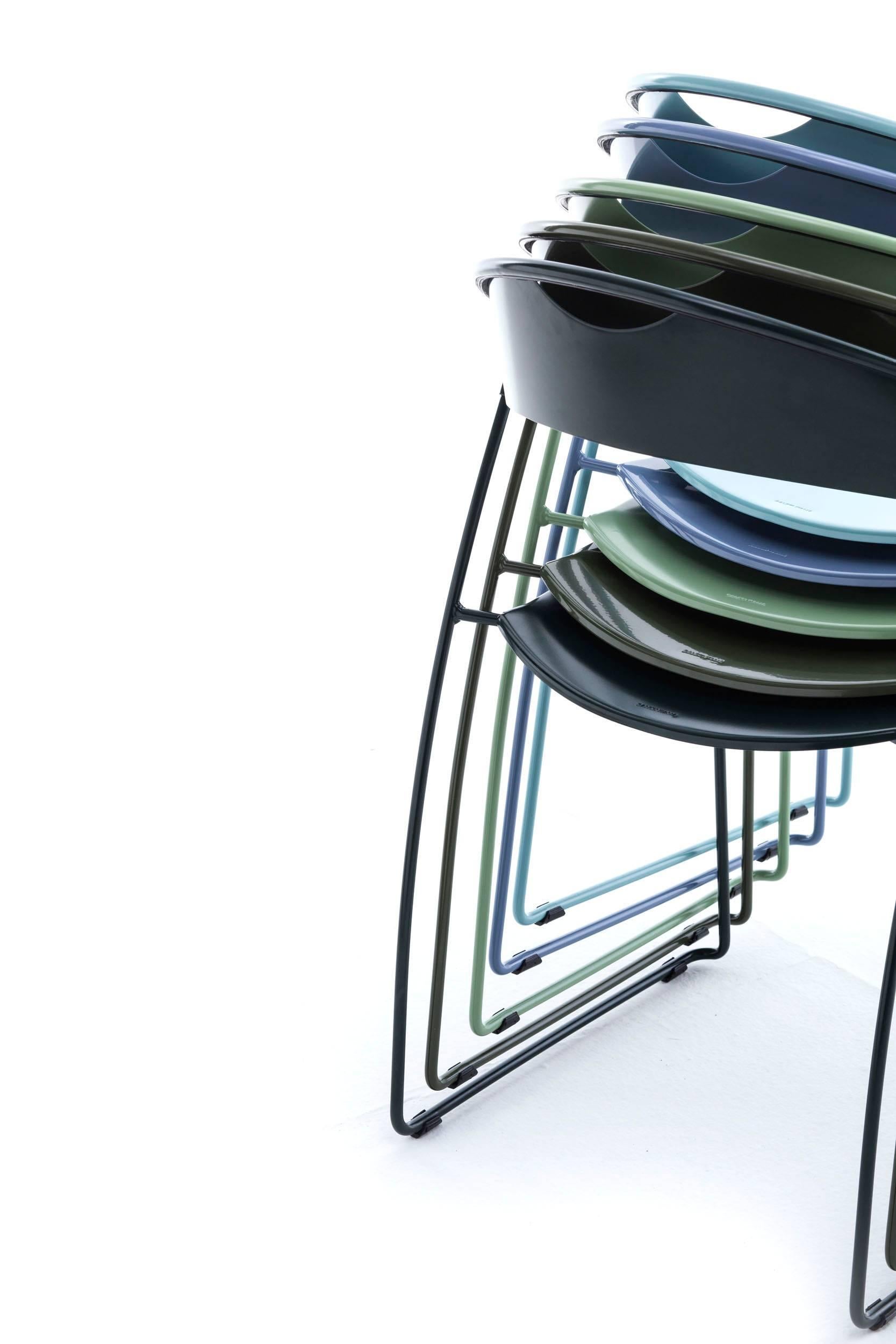 Baleri Italia Juliette Stackable Chair in Black Steel by Hannes Wettstein 1