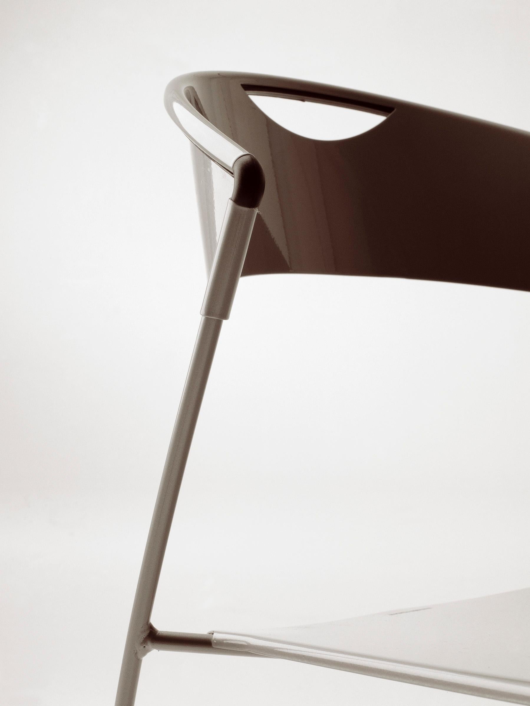  Baleri Italia Juliette Stackable Chair in Black Steel by Hannes Wettstein For Sale 1