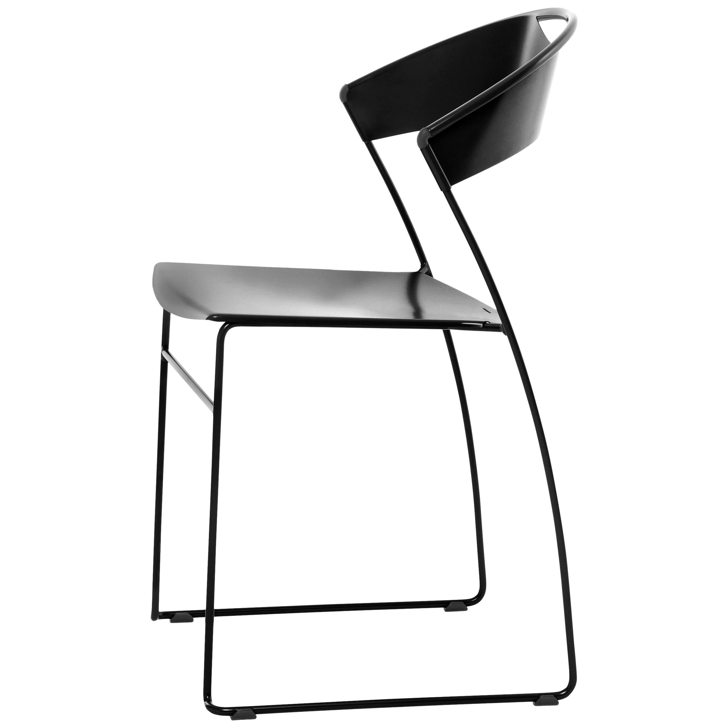 Baleri Italia Juliette Stackable Chair in Black Steel by Hannes Wettstein