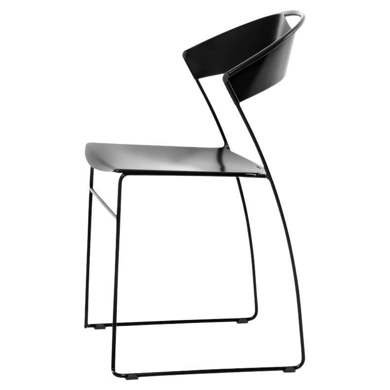  Baleri Italia Juliette Stackable Chair in Black Steel by Hannes Wettstein For Sale