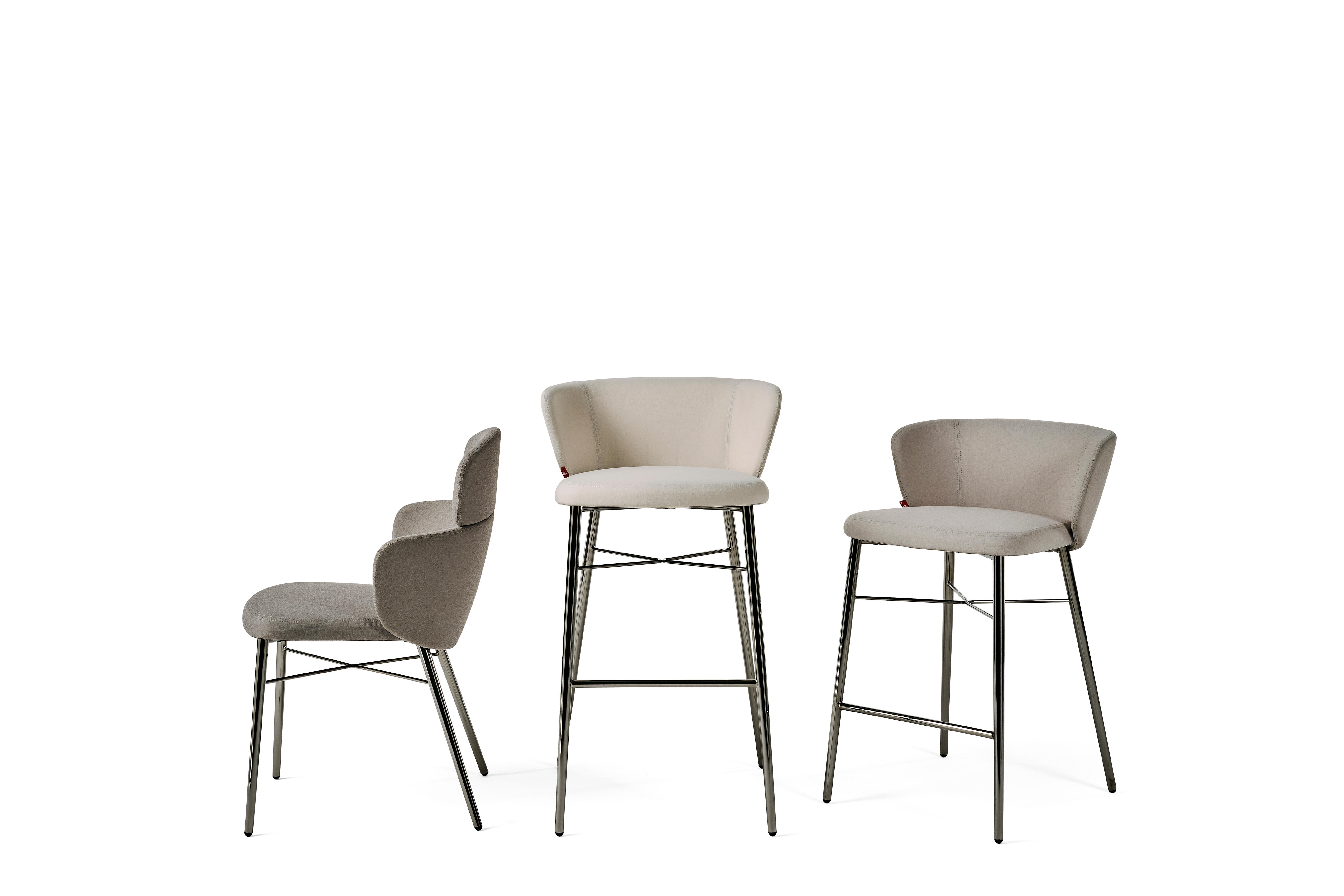 Contemporary Baleri Italia Kin Chair in Fabric with Mini Armrests by Radice Orlandini For Sale