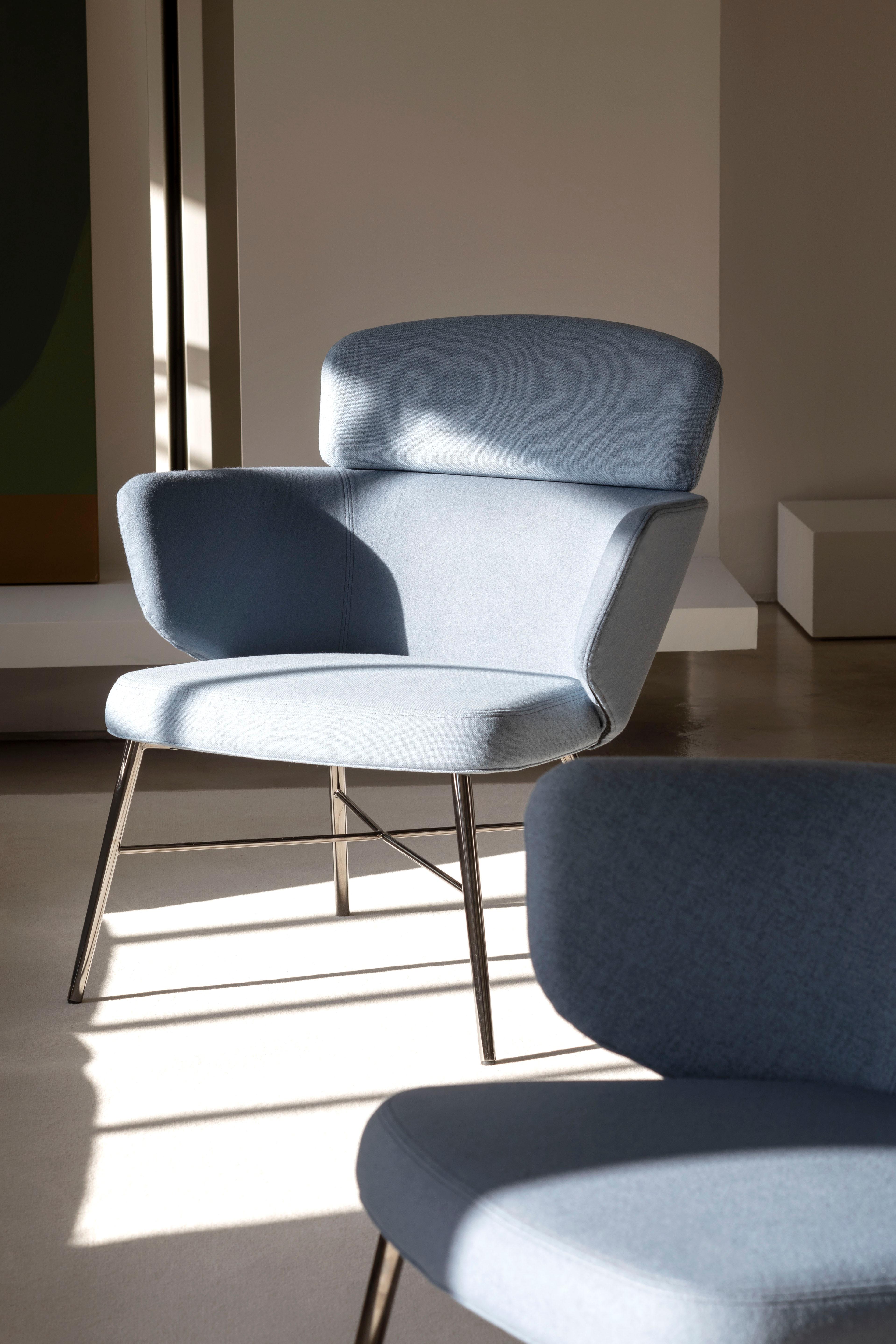 Italian Baleri Italia Kin Lounge Armchair in Blue Fabric by Radice Orlandini For Sale