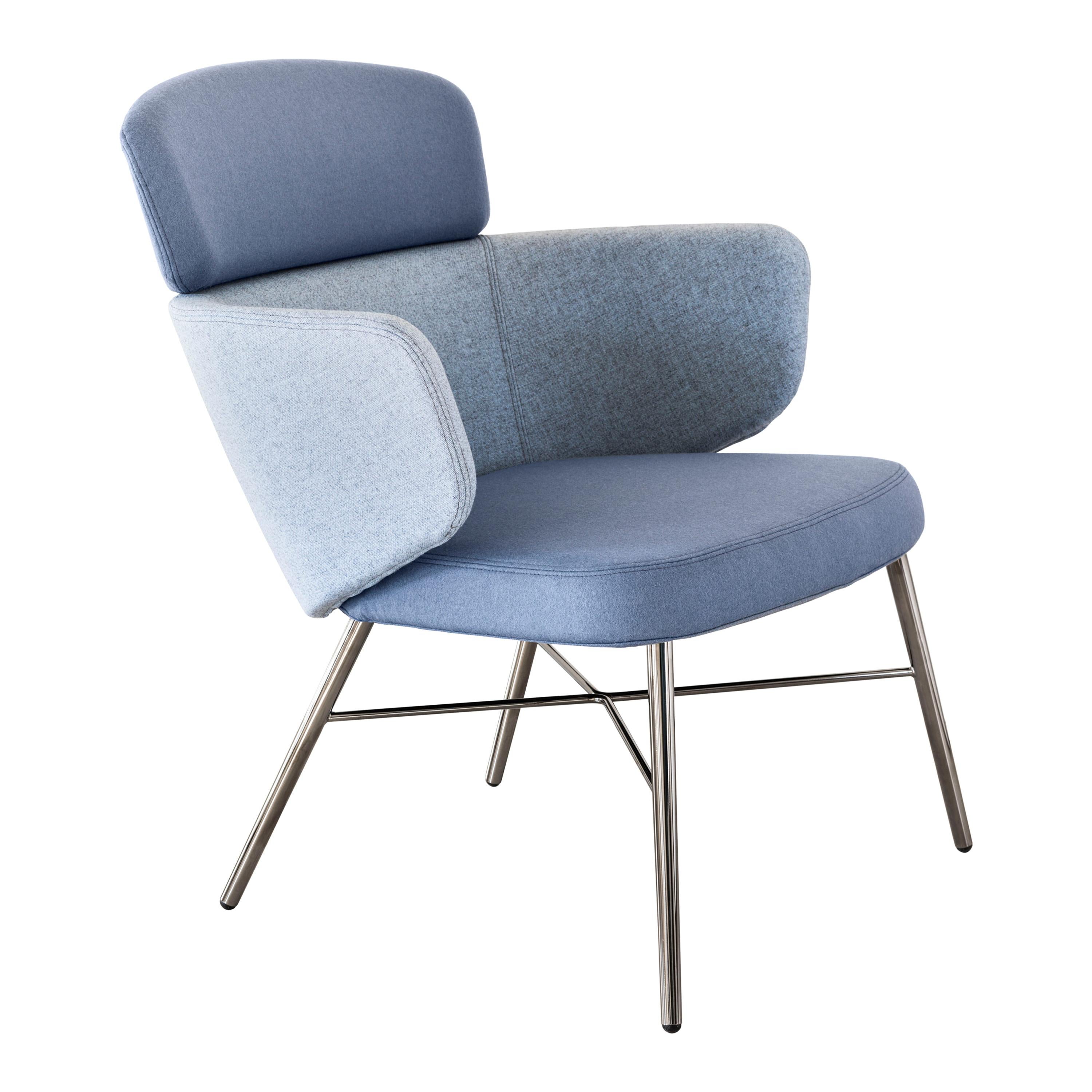 Baleri Italia Kin Lounge Armchair in Blue Fabric by Radice Orlandini