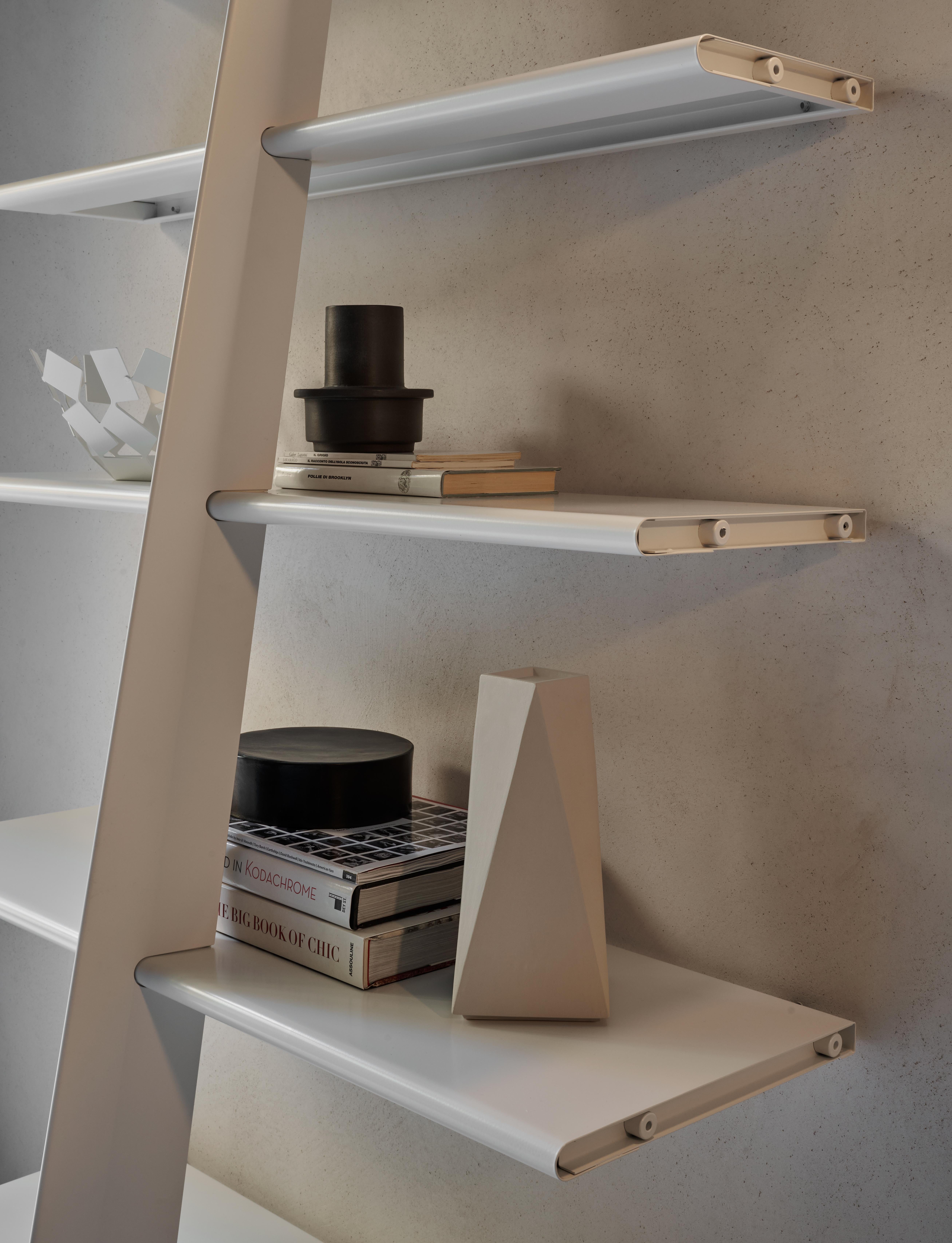 Baleri Italia Mac Gee Bookshelf in Metallic Silver Steel by Philippe Starck For Sale 2