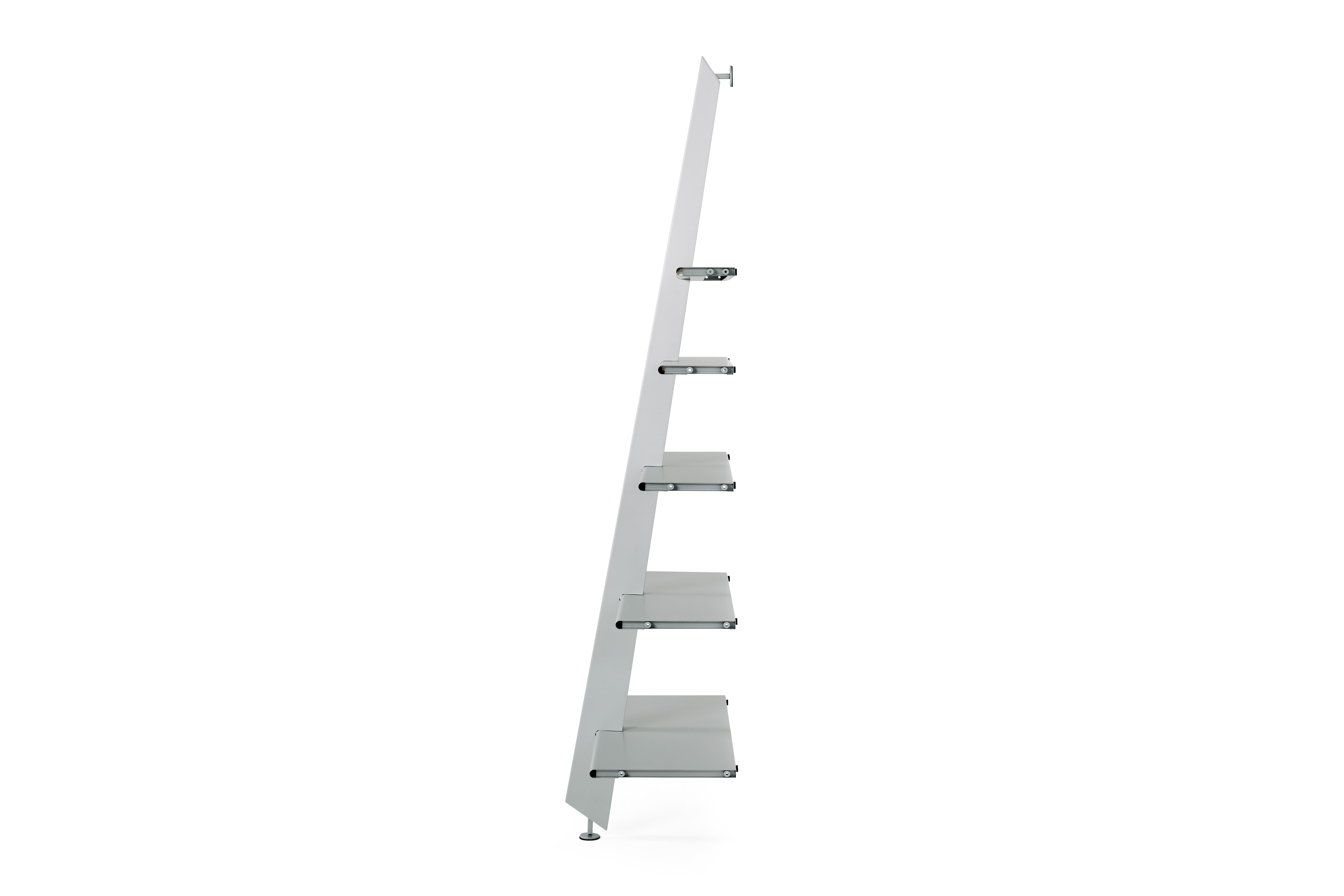 silver book shelf